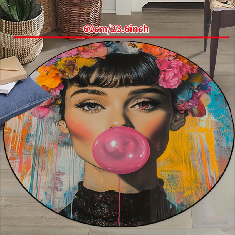 Bubble Gum Machine - Tapete Redondo com Estampa de Mulher